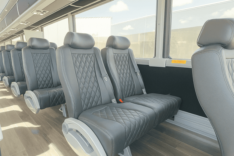 interior of Bus Rental Company Edison charter bus